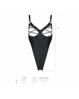 Боді з екошкіри Celine Body black L/XL — Passion: з доступом, відкритий