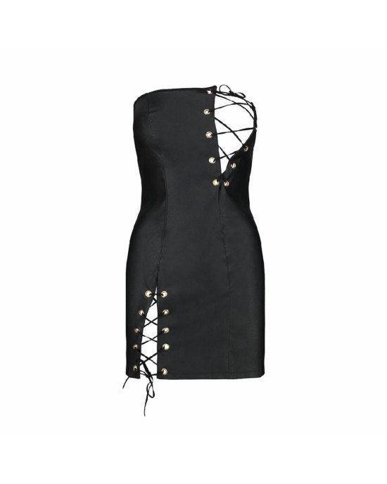 Мінісукня з екошкіри CELINE CHEMISE black XXL/XXXL — Passion: шнурівка, трусики в комплекті Мінісукня з екошкіри CELINE CHEMISE black XXL/XXXL — Passion: шнурівка, трусики в комплекті