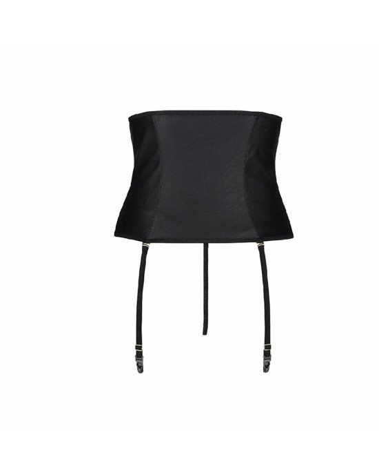 Пояс-корсет з екошкіри Celine Set black L/XL — Passion: шнурівка, знімні пажі для панчіх, стрінги Пояс-корсет з екошкіри Celine Set black L/XL — Passion: шнурівка, знімні пажі для панчіх, стрінги