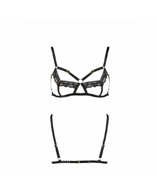 Бюстгальтер-стрепи з мереживом Solon Bra black XXL/XXXL — Passion Exclusive: трусики в комплекті Бюстгальтер-стрепи з мереживом Solon Bra black XXL/XXXL — Passion Exclusive: трусики в комплекті