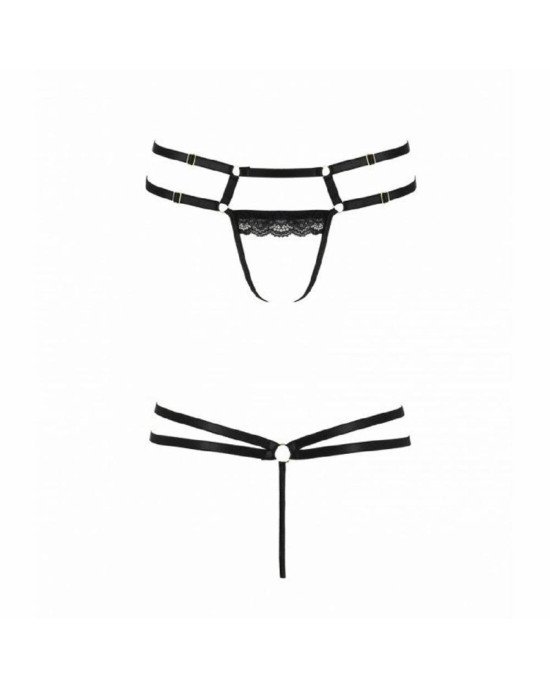 Трусики-стрінги зі стреп із мереживом Lorry Thong black XXL/XXXL — Passion Exclusive Трусики-стрінги зі стреп із мереживом Lorry Thong black XXL/XXXL — Passion Exclusive
