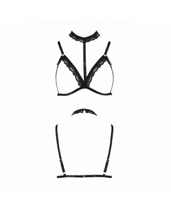 Бюстгальтер-стрепи з чокером Shelly Bra black XXL/XXXL — Passion Exclusive