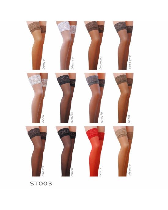 Панчохи ST003 1/2 beige — Passion: класичні, на ажурній силіконовій резинці Панчохи ST003 1/2 beige — Passion: класичні, на ажурній силіконовій резинці
