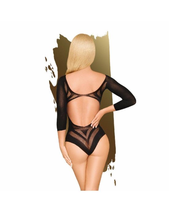 Боді Penthouse Under My Spell XL Black, довгі рукави, малюнок перевернута лілія, глибокий виріз Боді Penthouse Under My Spell XL Black, довгі рукави, малюнок перевернута лілія, глибокий виріз