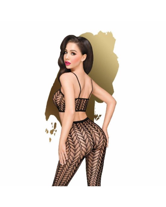 Комплект Penthouse Work it Out S/L Black, короткий топ та колготки, ажурне плетіння Комплект Penthouse Work it Out S/L Black, короткий топ та колготки, ажурне плетіння
