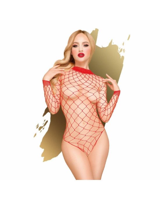 Боді Penthouse Scandalous S/L Red, велика сітка, високий комір, довгі рукави Боді Penthouse Scandalous S/L Red, велика сітка, високий комір, довгі рукави