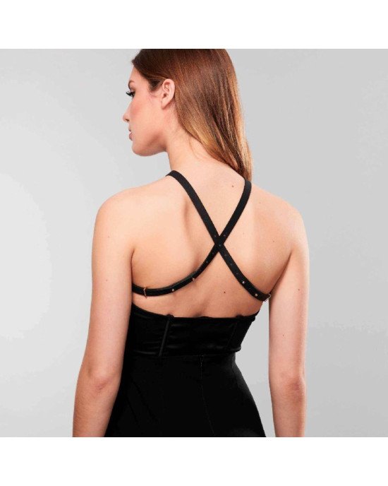 Портупея з екошкіри Bijoux Indiscrets MAZE — Cross Chest Harness Black