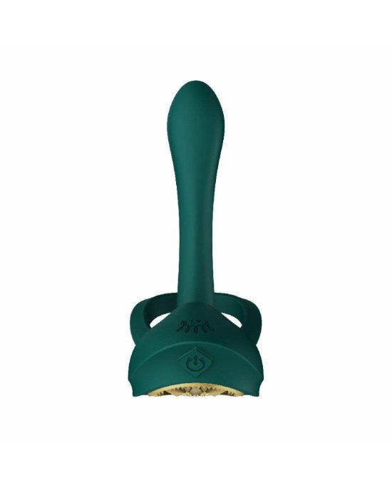 Смарт-ерекційне кільце Zalo BAYEK Turquoise Green, подвійне з ввідною частиною, пульт ДК Смарт-ерекційне кільце Zalo BAYEK Turquoise Green, подвійне з ввідною частиною, пульт ДК