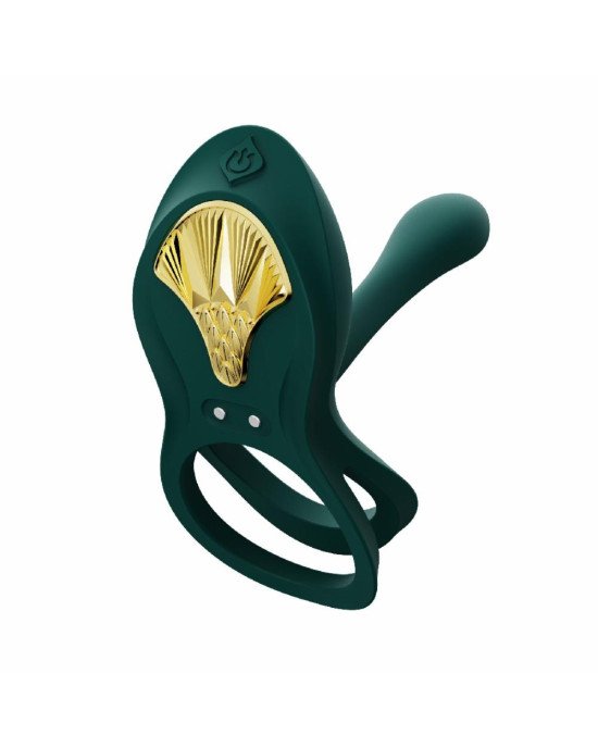 Смарт-ерекційне кільце Zalo BAYEK Turquoise Green, подвійне з ввідною частиною, пульт ДК Смарт-ерекційне кільце Zalo BAYEK Turquoise Green, подвійне з ввідною частиною, пульт ДК