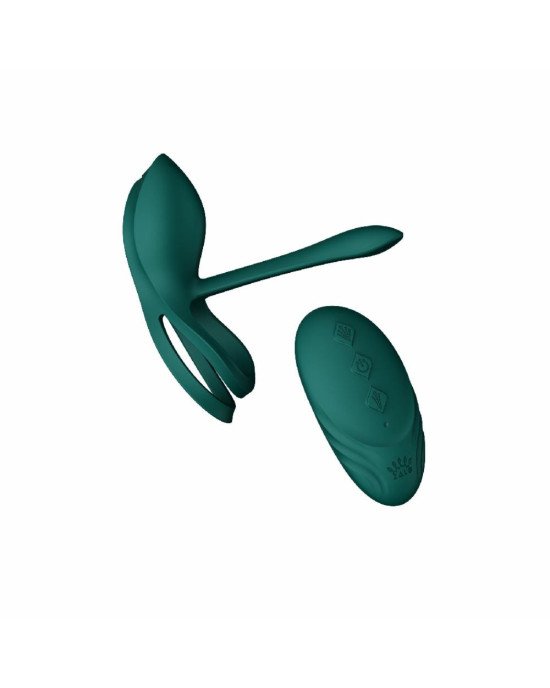 Смарт-ерекційне кільце Zalo BAYEK Turquoise Green, подвійне з ввідною частиною, пульт ДК Смарт-ерекційне кільце Zalo BAYEK Turquoise Green, подвійне з ввідною частиною, пульт ДК
