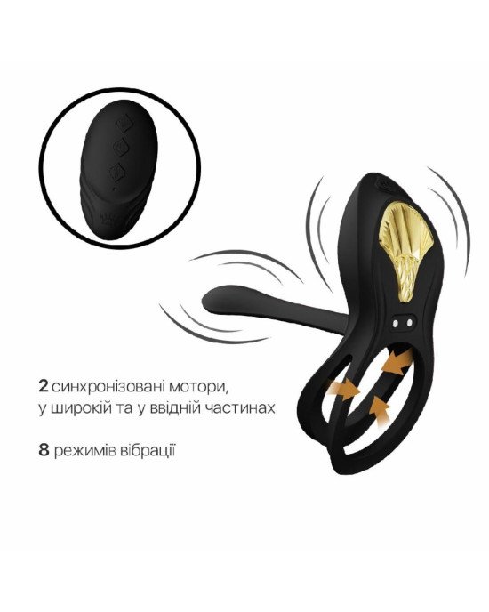 Смарт-ерекційне кільце Zalo - BAYEK Obsidian Black, подвійне з ввідною частиною, пульт ДК Смарт-ерекційне кільце Zalo - BAYEK Obsidian Black, подвійне з ввідною частиною, пульт ДК