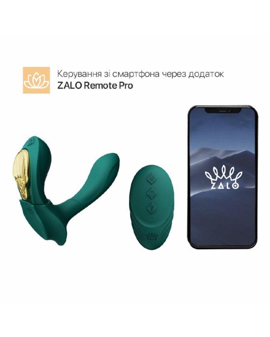 Смарт-вібратор у трусики Zalo - AYA Turquoise Green, насадка та пульт ДК