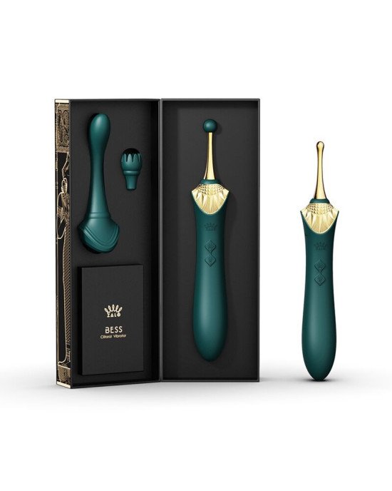 Вагінально-кліторальний вібратор Zalo — Bess Turquoise Green, багатофункціональний із насадками Вагінально-кліторальний вібратор Zalo — Bess Turquoise Green, багатофункціональний із насадками
