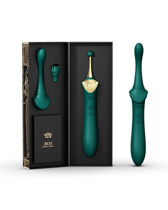 Вагінально-кліторальний вібратор Zalo — Bess Turquoise Green, багатофункціональний із насадками Вагінально-кліторальний вібратор Zalo — Bess Turquoise Green, багатофункціональний із насадками