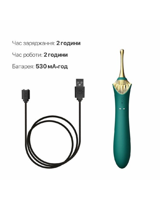 Вагінально-кліторальний вібратор Zalo — Bess Turquoise Green, багатофункціональний із насадками Вагінально-кліторальний вібратор Zalo — Bess Turquoise Green, багатофункціональний із насадками