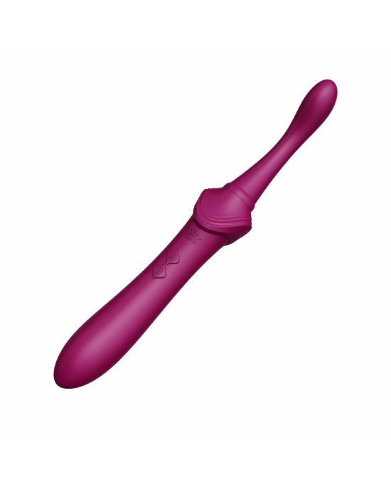 Вагінально-кліторальний вібратор Zalo — Bess Velvet Purple, мультифункціональний із насадками