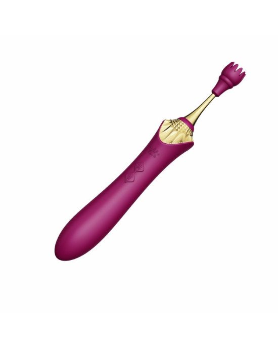 Вагінально-кліторальний вібратор Zalo — Bess Velvet Purple, мультифункціональний із насадками