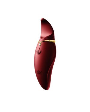 Вібратор 2в1 з язичком Zalo — Hero Wine Red, кристал Swarovski