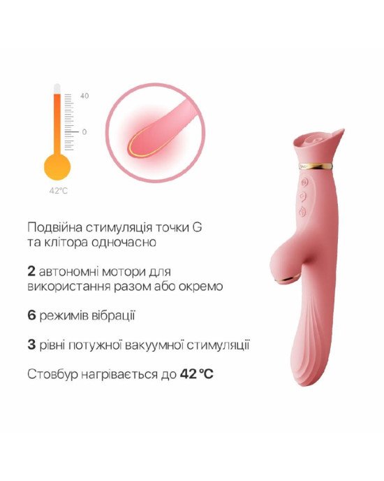 Вібратор з підігрівом та вакуумною стимуляцією клітора Zalo - ROSE Vibrator Strawberry Pink Вібратор з підігрівом та вакуумною стимуляцією клітора Zalo - ROSE Vibrator Strawberry Pink