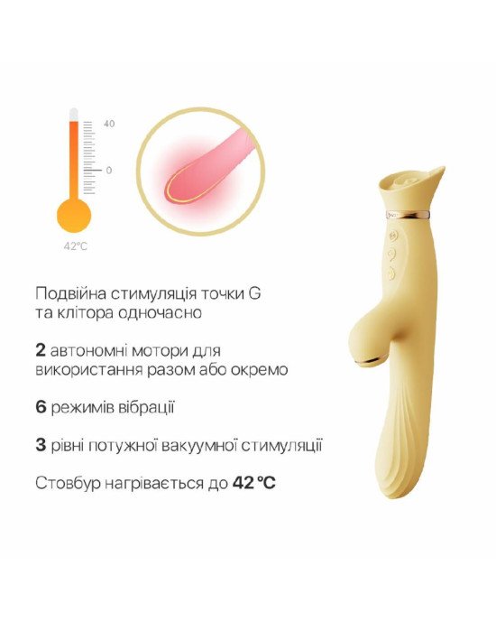 Вібратор з підігрівом та вакуумною стимуляцією клітора Zalo - ROSE Vibrator Lemon Yellow Вібратор з підігрівом та вакуумною стимуляцією клітора Zalo - ROSE Vibrator Lemon Yellow