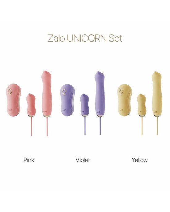 Набір 3в1 Zalo — UNICORN Set Violet, віброяйце, пульсатор, вакуумний стимулятор