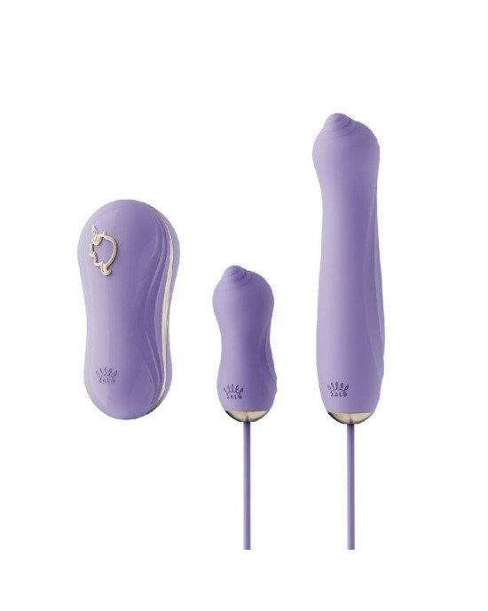 Набір 3в1 Zalo — UNICORN Set Violet, віброяйце, пульсатор, вакуумний стимулятор