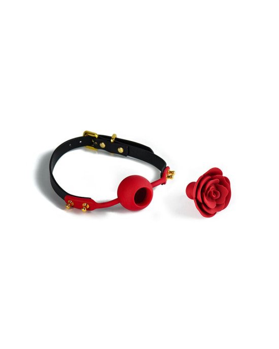 Розкішний кляп у вигляді троянди Zalo - Rose Ball Gag, подвійне використання Розкішний кляп у вигляді троянди Zalo - Rose Ball Gag, подвійне використання