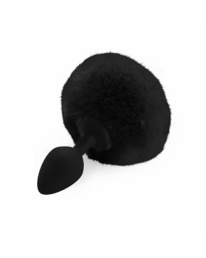 Силіконова анальна пробка М Art of Sex - Silicone Bunny Tails Butt plug, колір Чорний, діаметр 3,5 с