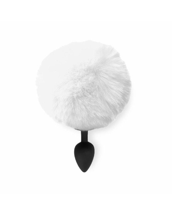 Силіконова анальна пробка М Art of Sex - Silicone Bunny Tails Butt plug, колір Білий, діаметр 3,5 см