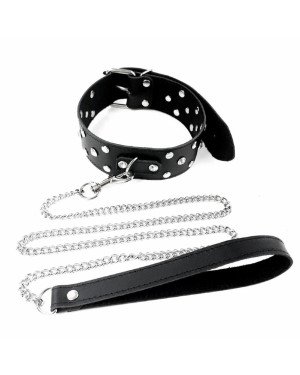 Нашийник з повідцем із натуральної шкіри із заклепками Art of Sex - Jenna Collar with Leash, чорний Нашийник з повідцем із натуральної шкіри із заклепками Art of Sex - Jenna Collar with Leash, чорний