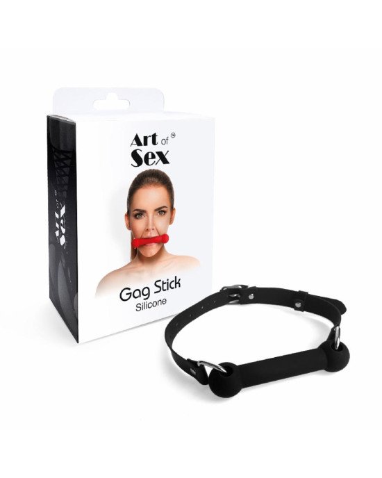 Кляп Палиця, силікон та натуральна шкіра, Art of Sex - Gag Stick Silicon, Чорний Кляп Палиця, силікон та натуральна шкіра, Art of Sex - Gag Stick Silicon, Чорний