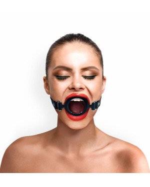 Кляп силіконове кільце натуральна шкіра, Gag Ring внутрішній діаметр кільця 40 мм, Чорний