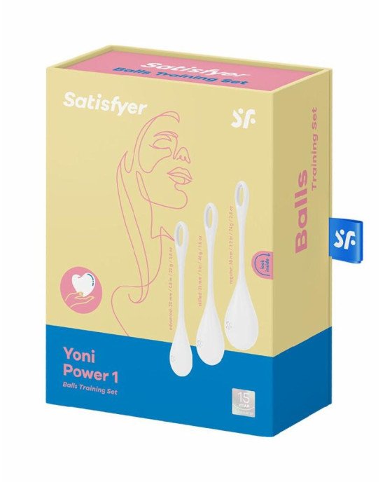 Набір йоні намистин Satisfyer Yoni Power 1 White, діаметр 2-2,5-3см, вага 22-46-74гр Набір йоні намистин Satisfyer Yoni Power 1 White, діаметр 2-2,5-3см, вага 22-46-74гр