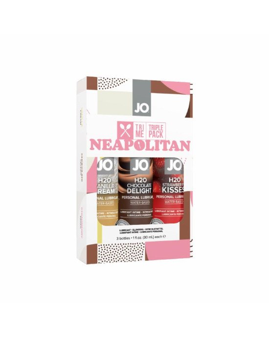 Набір System JO Tri-Me Triple Pack — Neapolitan (3×30 мл) три різні смаки оральних змазок Набір System JO Tri-Me Triple Pack — Neapolitan (3×30 мл) три різні смаки оральних змазок
