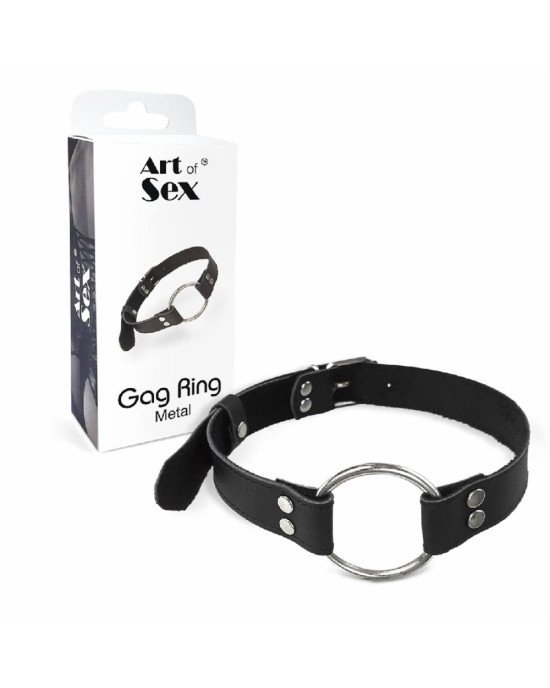 Кляп Металеве кільце із натуральної шкіри Art of Sex - Gag Ring Metal, колір Чорний Кляп Металеве кільце із натуральної шкіри Art of Sex - Gag Ring Metal, колір Чорний
