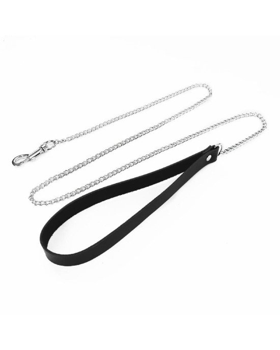 Повідець на ланцюжку із натуральної шкіри Art of Sex - Leash, колір Чорний Повідець на ланцюжку із натуральної шкіри Art of Sex - Leash, колір Чорний