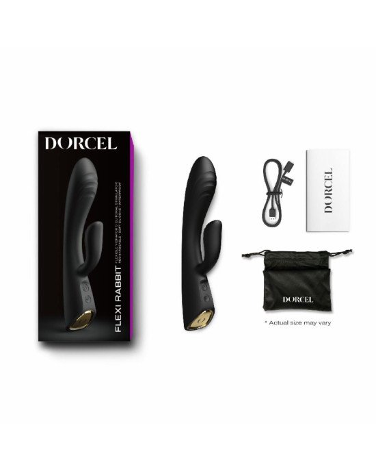 Вібратор-кролик з підігрівом Dorcel FLEXI RABBIT BLACK, гнучкий стовбур Вібратор-кролик з підігрівом Dorcel FLEXI RABBIT BLACK, гнучкий стовбур
