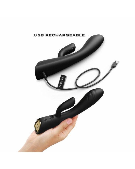 Вібратор-кролик з підігрівом Dorcel FLEXI RABBIT BLACK, гнучкий стовбур Вібратор-кролик з підігрівом Dorcel FLEXI RABBIT BLACK, гнучкий стовбур