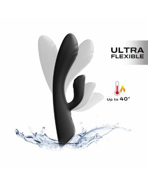 Вібратор-кролик з підігрівом Dorcel FLEXI RABBIT BLACK, гнучкий стовбур