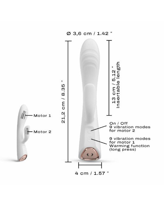 Вібратор-кролик з підігрівом Dorcel FLEXI RABBIT WHITE, гнучкий стовбур Вібратор-кролик з підігрівом Dorcel FLEXI RABBIT WHITE, гнучкий стовбур