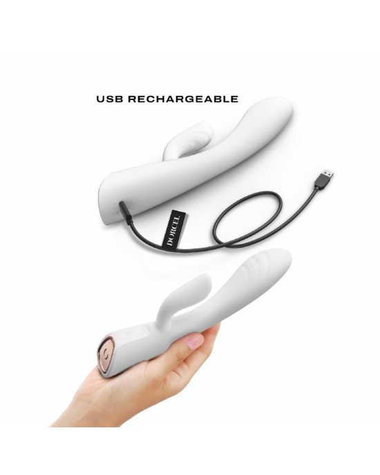 Вібратор-кролик з підігрівом Dorcel FLEXI RABBIT WHITE, гнучкий стовбур Вібратор-кролик з підігрівом Dorcel FLEXI RABBIT WHITE, гнучкий стовбур