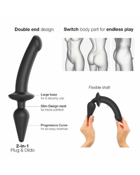 Анальна пробка з дилдо 2в1 Strap-On-Me SWITCH PLUG-IN DILDO Black S, діаметр 3,3/2,9 см Анальна пробка з дилдо 2в1 Strap-On-Me SWITCH PLUG-IN DILDO Black S, діаметр 3,3/2,9 см