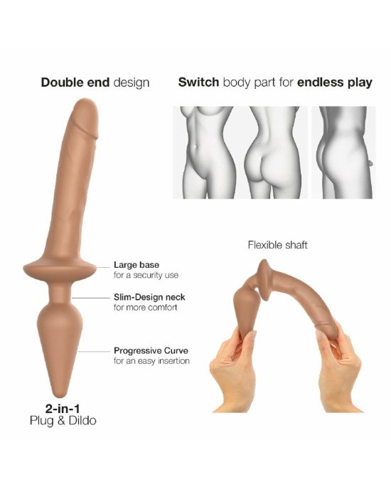 Анальна пробка з дилдо 2в1 Strap-On-Me SWITCH PLUG-IN REALISTIC DILDO Caramel S, діаметр 3,3/2,9 см Анальна пробка з дилдо 2в1 Strap-On-Me SWITCH PLUG-IN REALISTIC DILDO Caramel S, діаметр 3,3/2,9 см