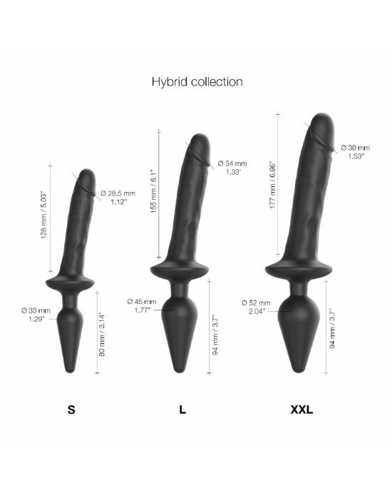 Анальна пробка з дилдо 2в1 Strap-On-Me SWITCH PLUG-IN REALISTIC DILDO Black L, діаметр 4,5/3,4 см Анальна пробка з дилдо 2в1 Strap-On-Me SWITCH PLUG-IN REALISTIC DILDO Black L, діаметр 4,5/3,4 см
