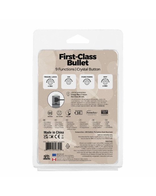 Віброкуля PowerBullet First-Class Bullet 2.5″ з Key Chain Pouch, Gun Metal, 9 режимів вібрації Віброкуля PowerBullet First-Class Bullet 2.5″ з Key Chain Pouch, Gun Metal, 9 режимів вібрації