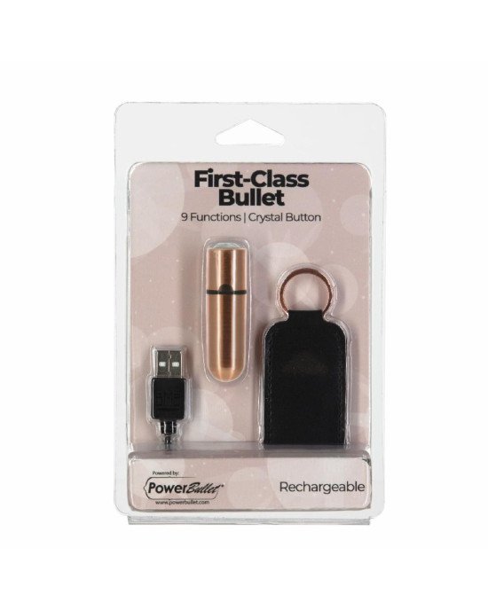 Віброкуля PowerBullet First-Class Bullet 2.5″ з Key Chain Pouch, Rose Gold, 9 режимів вібрації Віброкуля PowerBullet First-Class Bullet 2.5″ з Key Chain Pouch, Rose Gold, 9 режимів вібрації