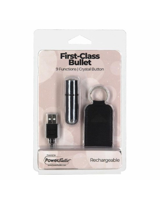 Віброкуля PowerBullet First-Class Bullet 2.5″ with Key Chain Pouch, Silver, 9 режимів вібрації Віброкуля PowerBullet First-Class Bullet 2.5″ with Key Chain Pouch, Silver, 9 режимів вібрації