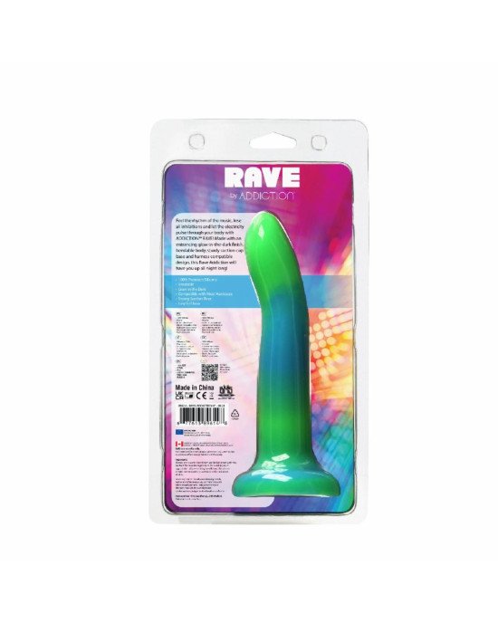 Фалоімітатор, що світиться в темряві, ADDICTION Rave 8″, Glow in the Dark Dildo Blue Green, 20,3 см Фалоімітатор, що світиться в темряві, ADDICTION Rave 8″, Glow in the Dark Dildo Blue Green, 20,3 см