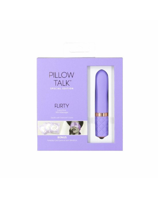 Розкішний вібратор Pillow Talk Flirty Purple Special Edition, Сваровскі, пов’язка на очі+гра Розкішний вібратор Pillow Talk Flirty Purple Special Edition, Сваровскі, пов’язка на очі+гра