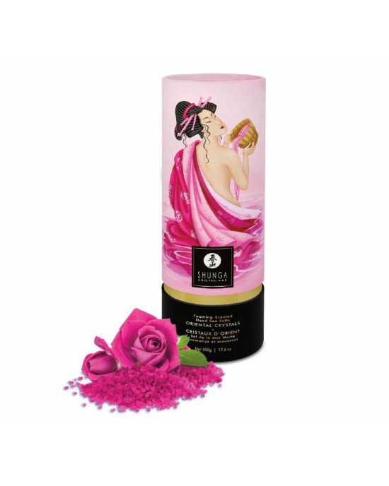 Пінлива сіль для ванни Shunga Dead Sea salt Oriental Crystals — Rose Petal (500 г), сіль Мертвого мо